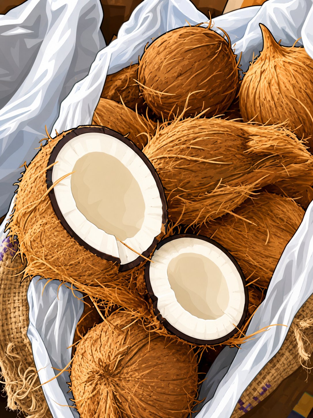 Semi-Husked Coconuts